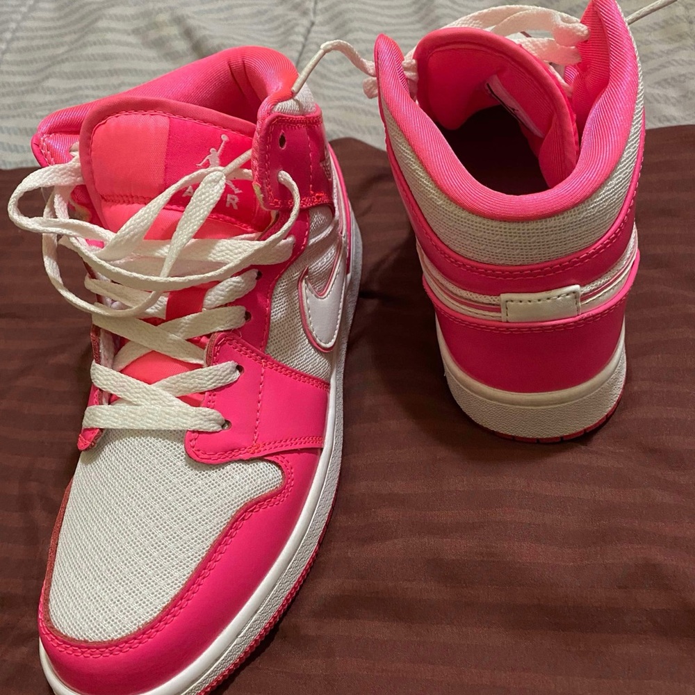 Air Jordan Pink and White High-Top Sneakers